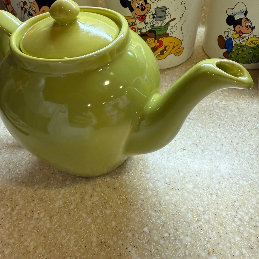 Olive Green Ceramic Teapot Made in USA Hot Water Hot Tea Craft